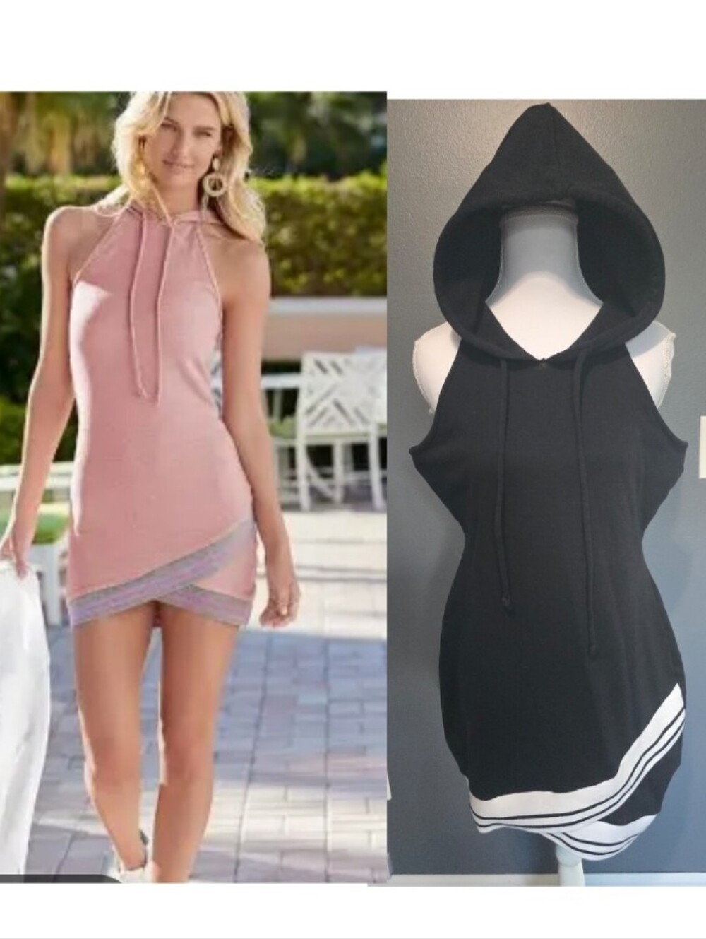VENUS Sleeveless Hooded Mini Dress - In Black